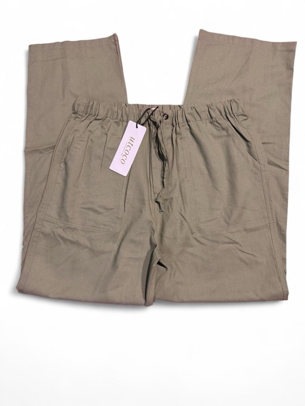 Mens Drawstring Casual Pants in Taupe